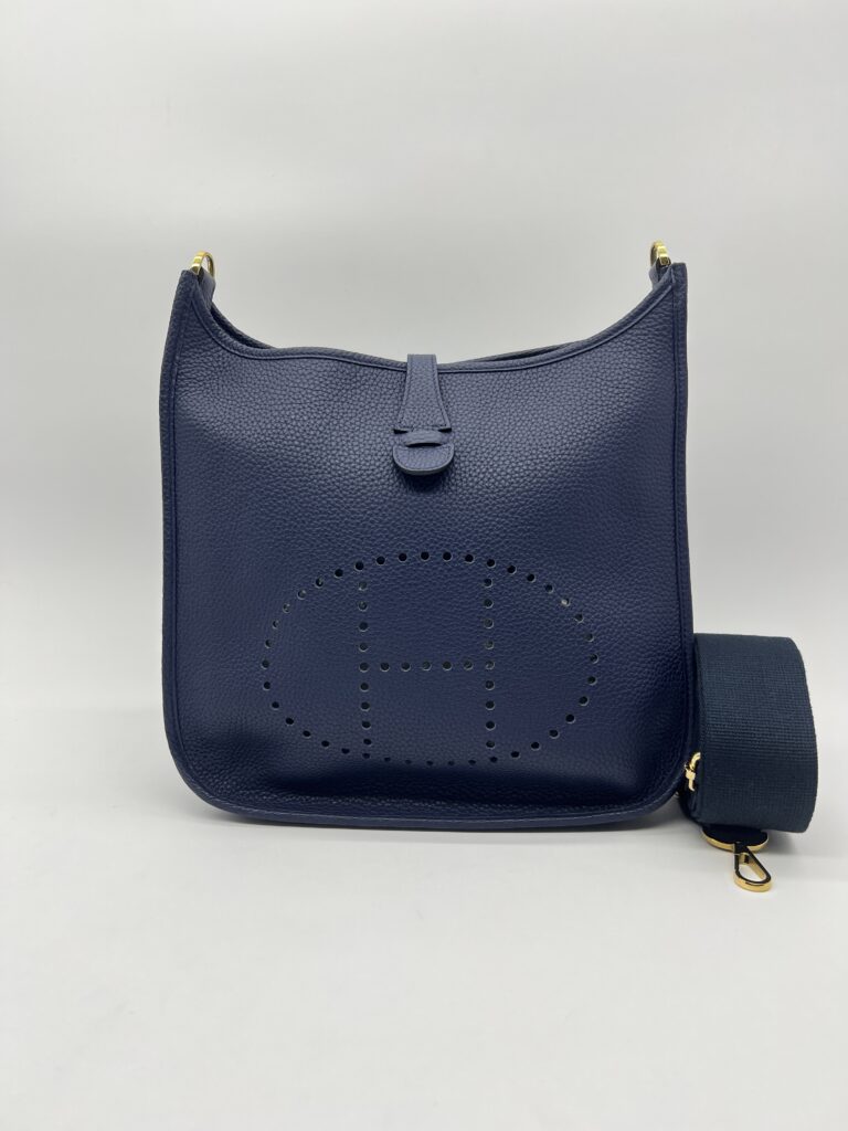 Hermes Evelyne PM 29 Clemence Bleu Sapphire GHW