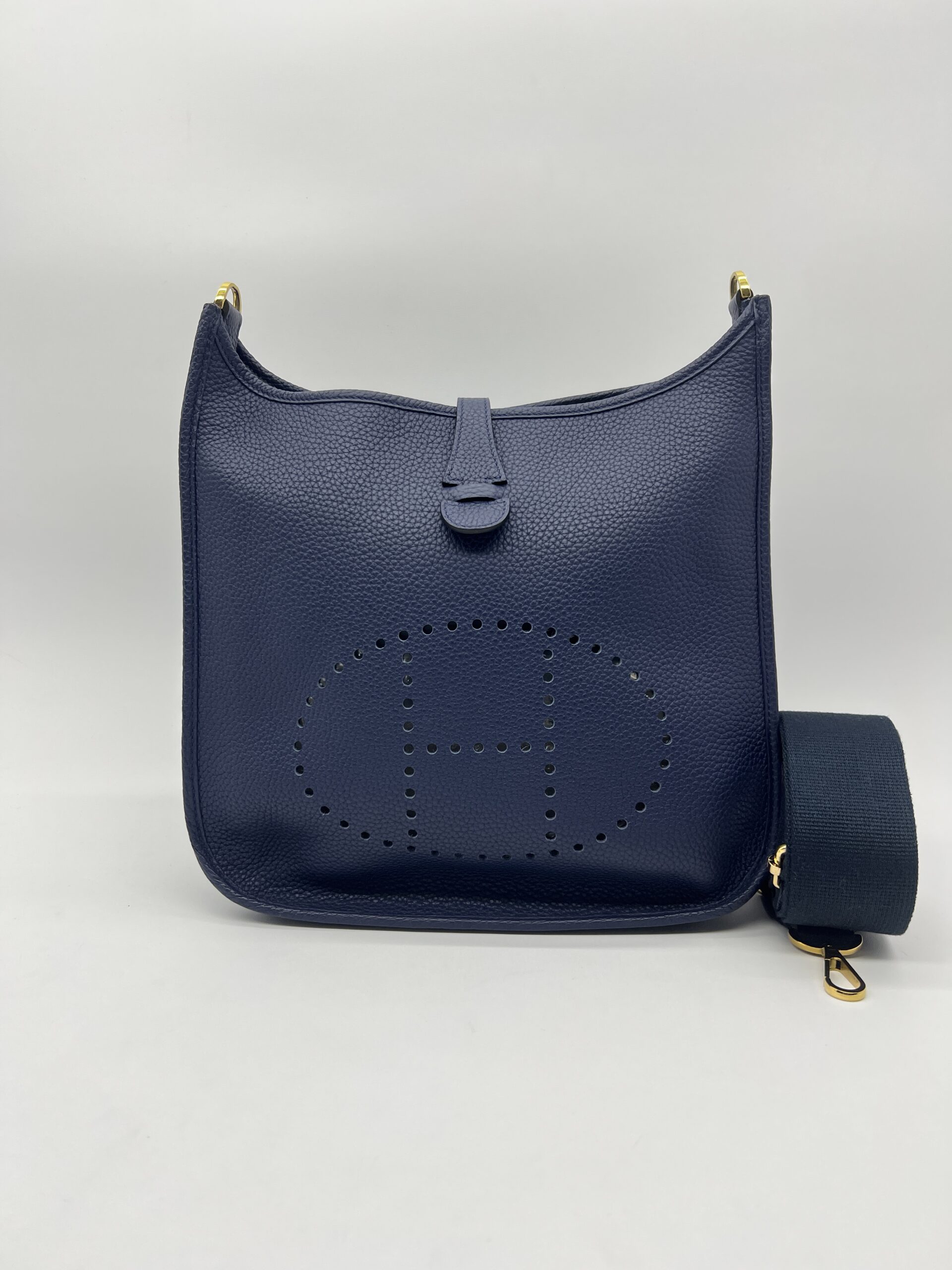 Hermes Evelyne PM 29 Clemence Bleu Sapphire GHW