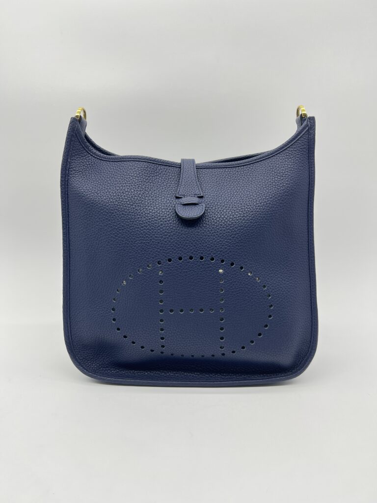 Hermes Evelyne PM 29 Clemence Bleu Sapphire GHW