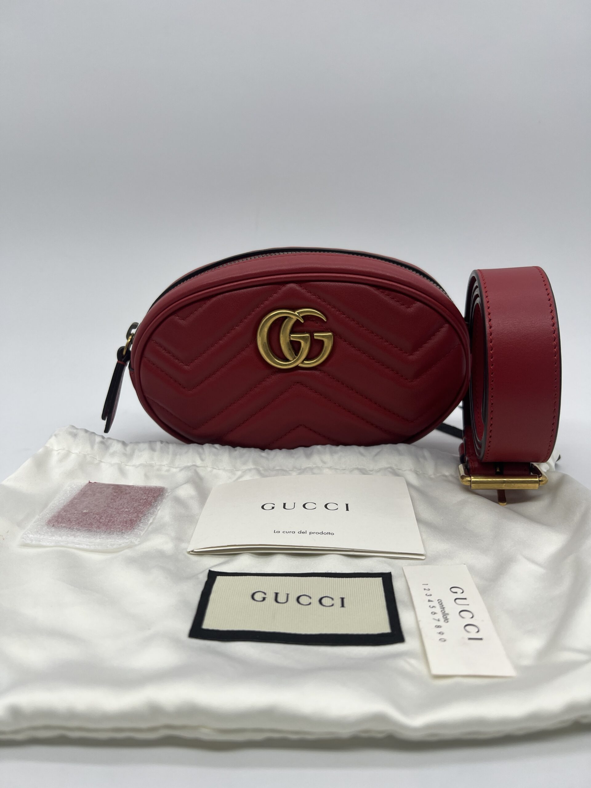 Gucci Marmont Belt Bag Red GHW
