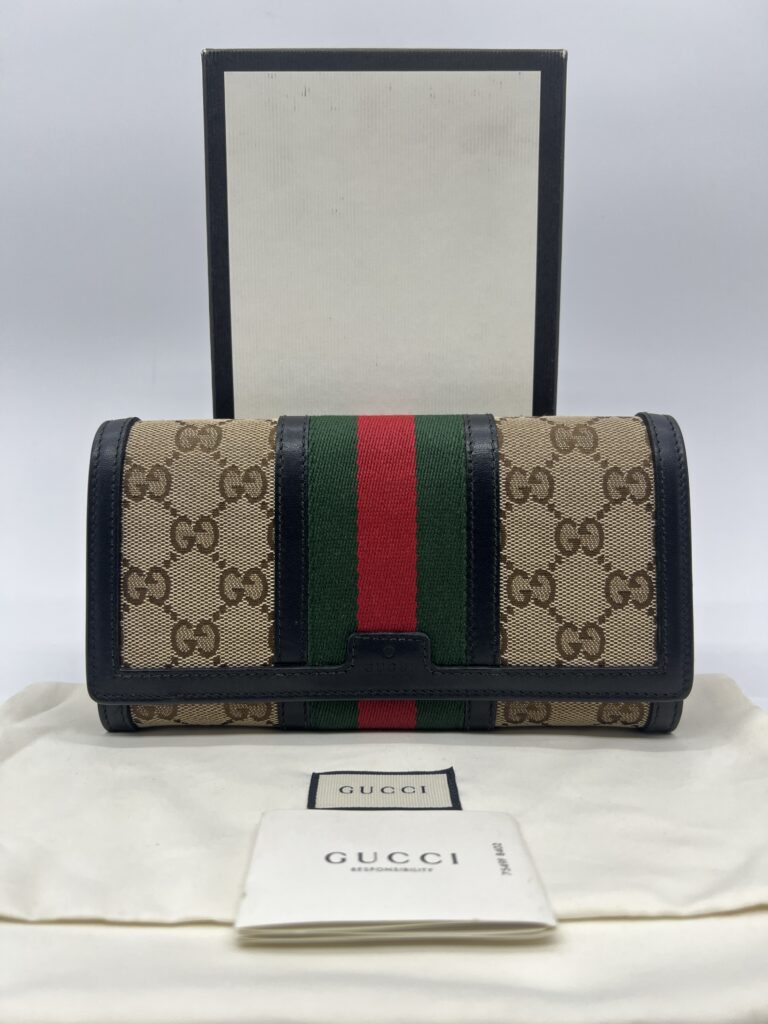 Gucci Ophidia Long Wallet GG Canvas Black GHW