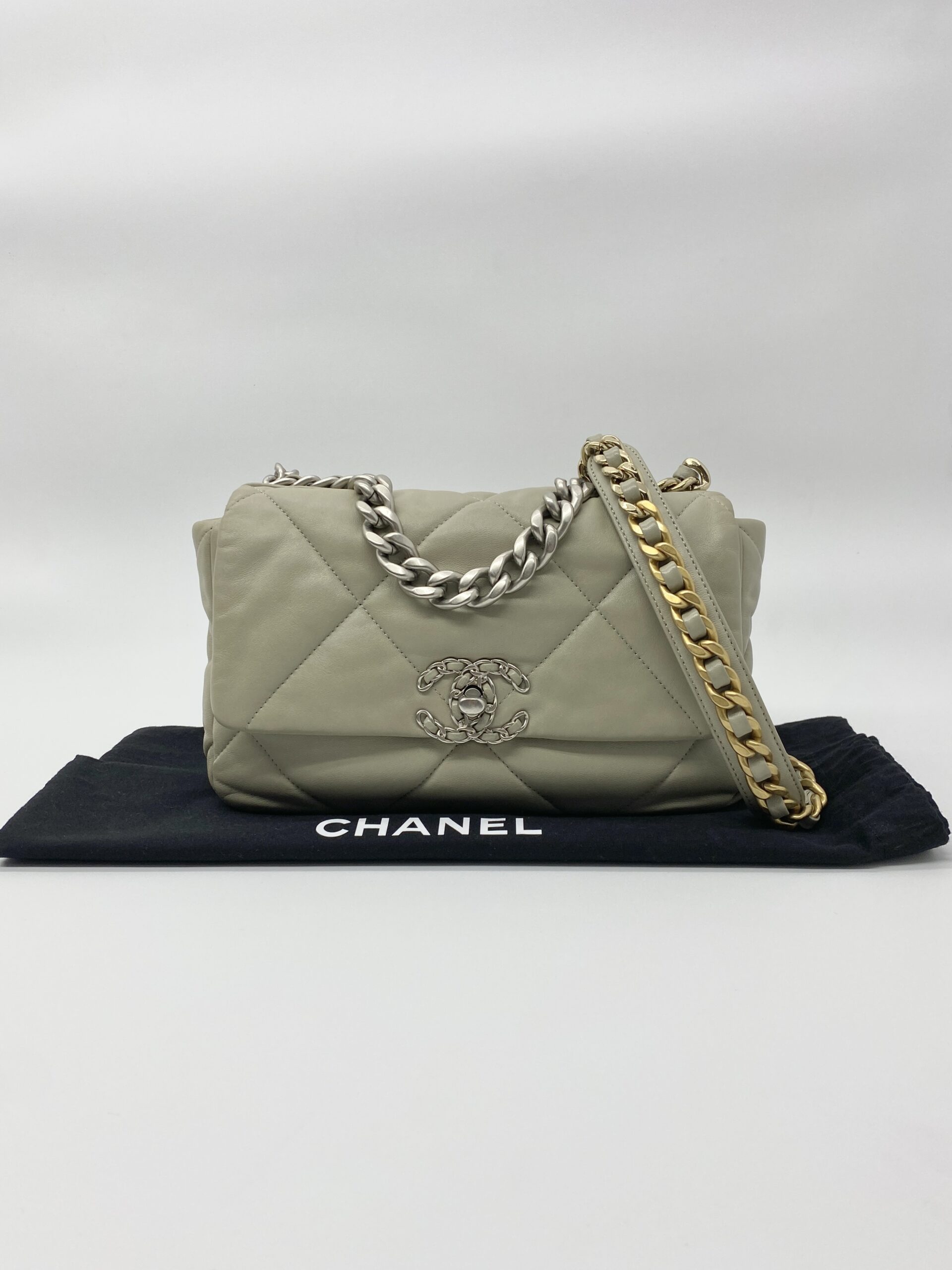 Chanel C19 Small Lambskin Light Grey SHW