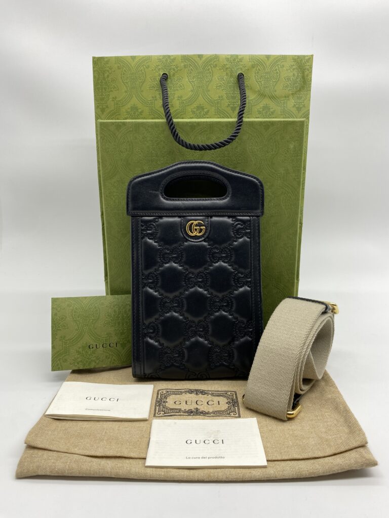 Gucci GG Matelasse Top Handle Leather GG Black GHW