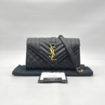 Saint Laurent Small Envelope Grained Black GHW