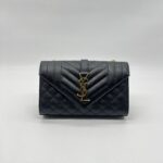 Saint Laurent Small Envelope Grained Black GHW