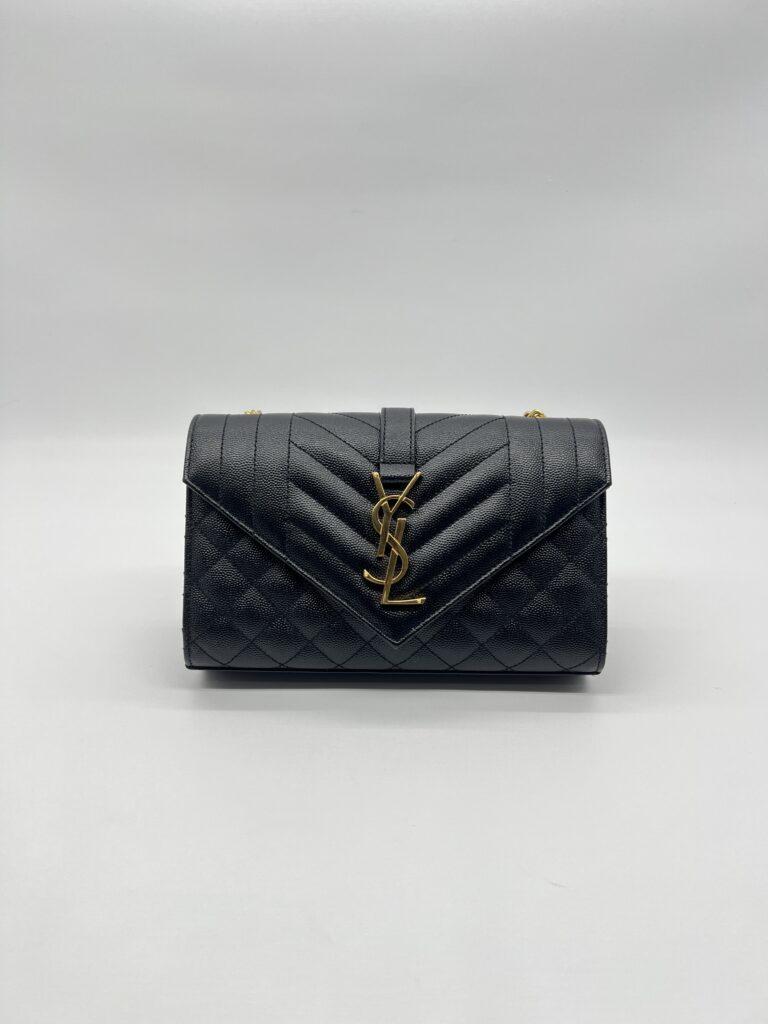 Saint Laurent Small Envelope Grained Black GHW