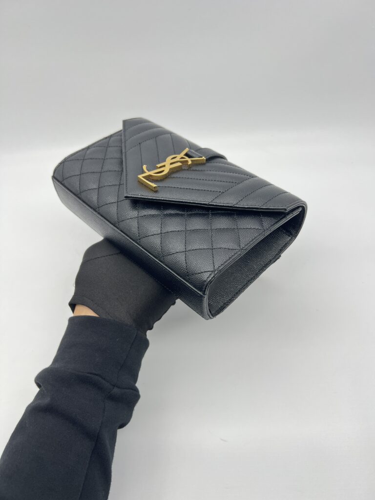 Saint Laurent Small Envelope Grained Black GHW