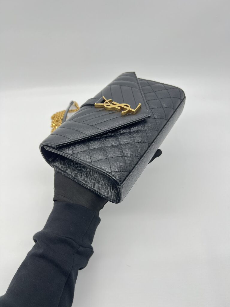 Saint Laurent Small Envelope Grained Black GHW