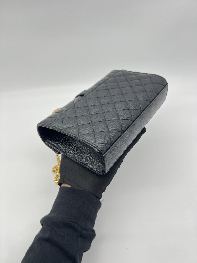 Saint Laurent Small Envelope Grained Black GHW