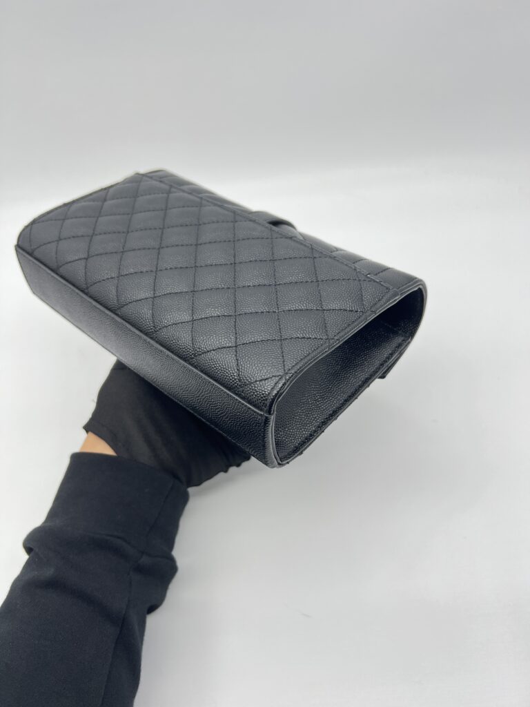 Saint Laurent Small Envelope Grained Black GHW