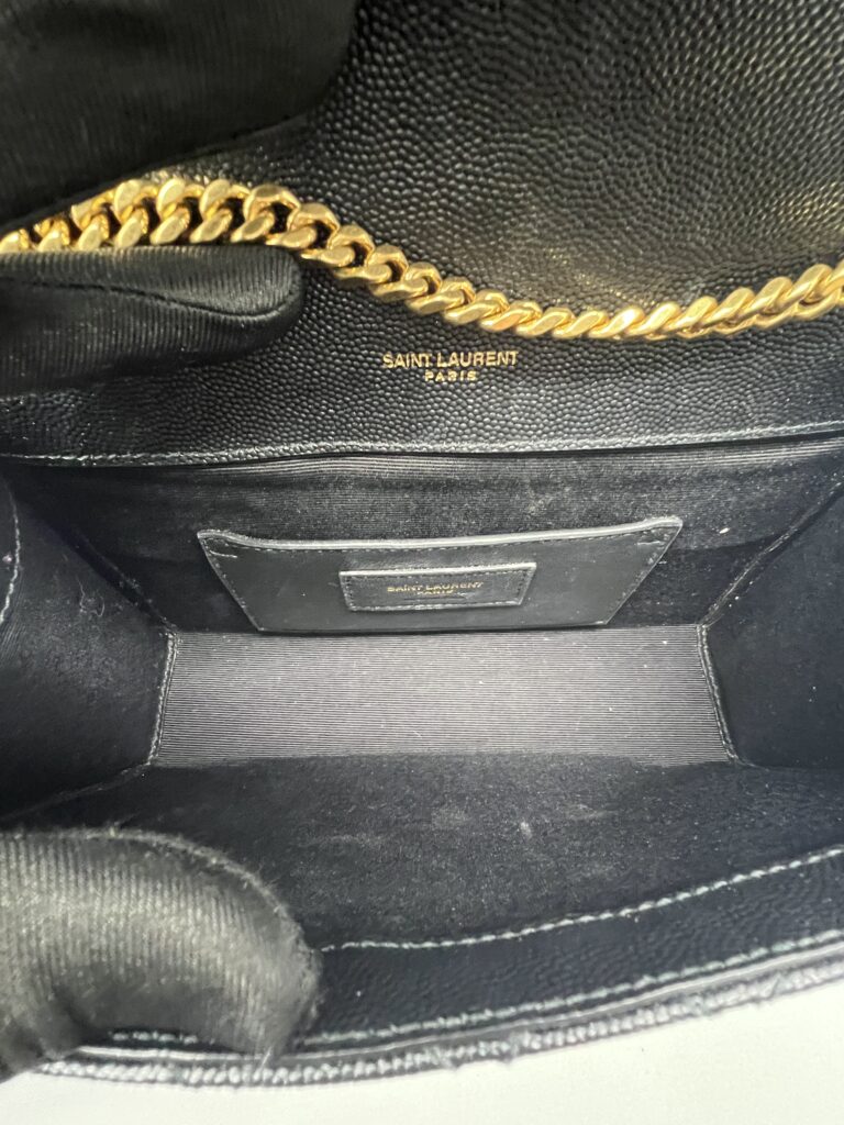 Saint Laurent Small Envelope Grained Black GHW