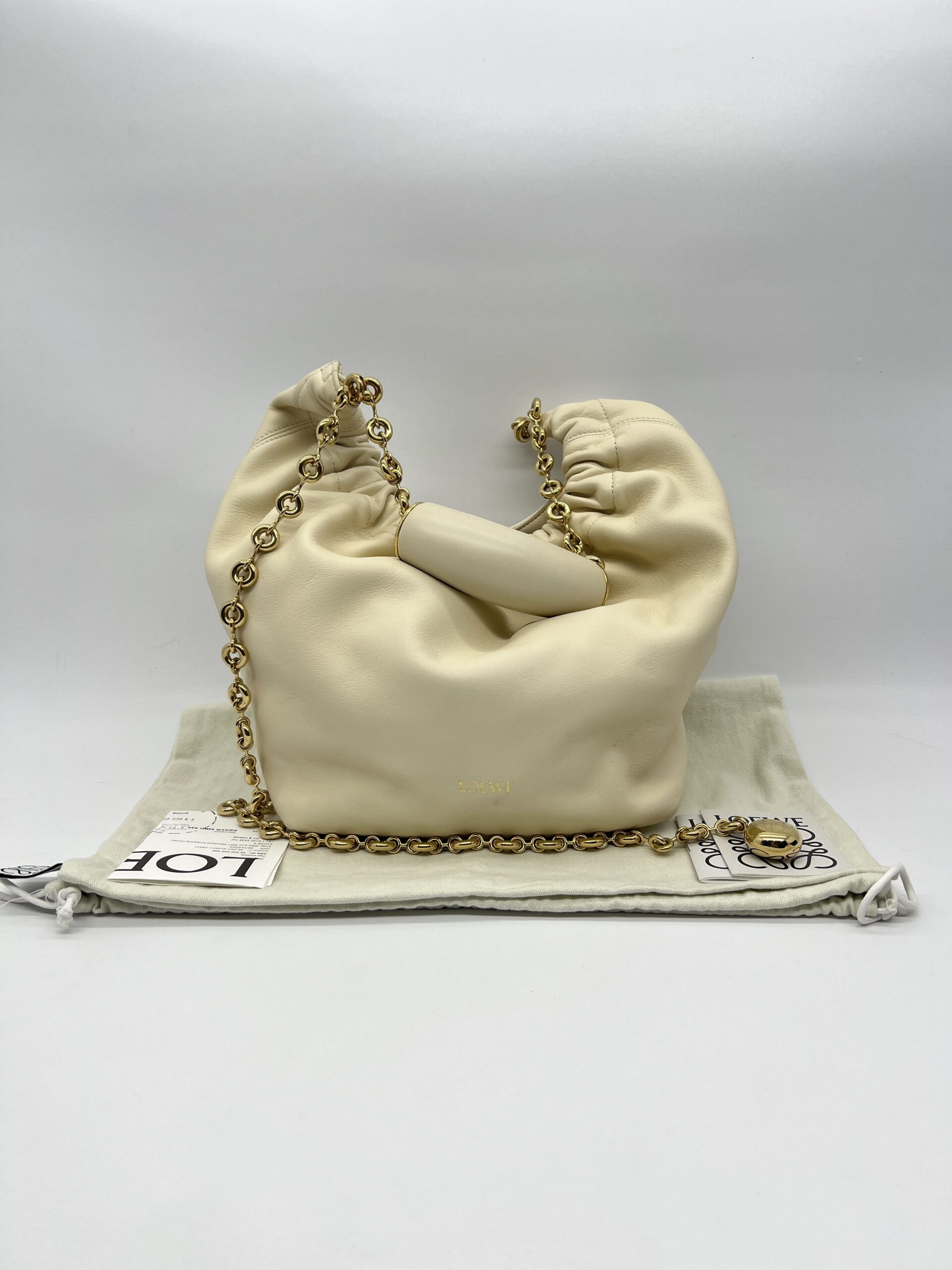 Loewe Squeeze Small Mellow Lambskin Ivory GHW