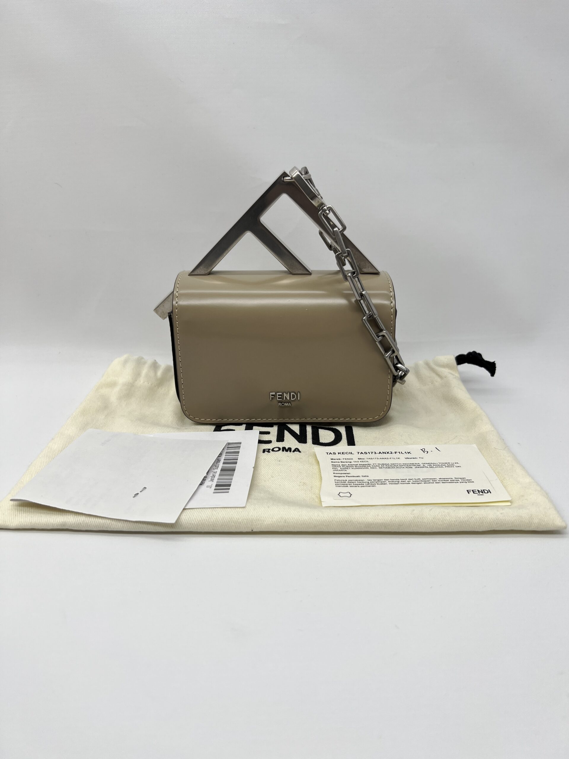 Fendi Nano First Sight Shiny Calfskin Beige SHW