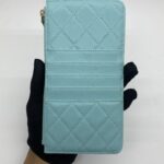 Chanel Classic Flat Wallet Caviar Light Blue GHW