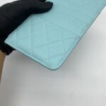 Chanel Classic Flat Wallet Caviar Light Blue GHW