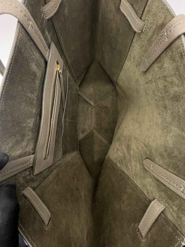 Celine Cabas Phantom Tote Grained Dark Taupe GHW