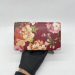 Gucci Wallet On Chain Leather Red Blooms SHW