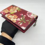 Gucci Wallet On Chain Leather Red Blooms SHW
