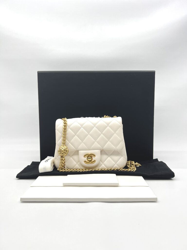 Chanel Pearl Crush Mini Square Lambskin White GHW