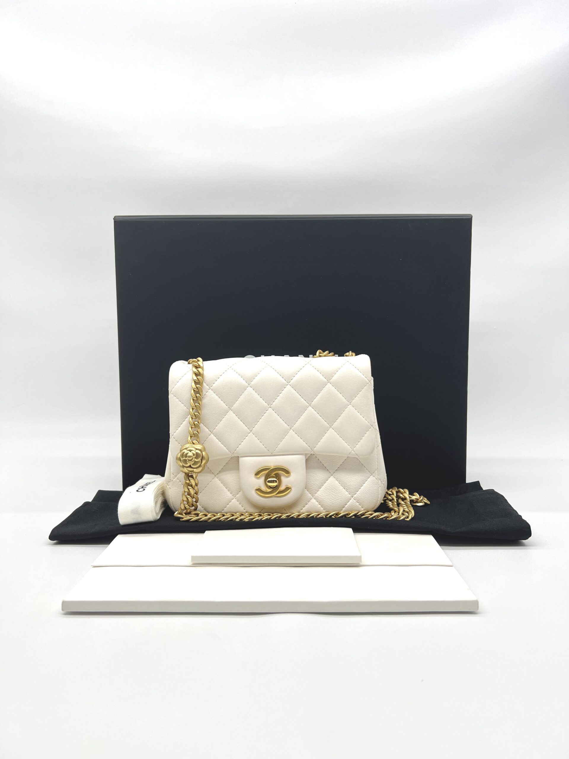 Chanel Pearl Crush Mini Square Lambskin White GHW