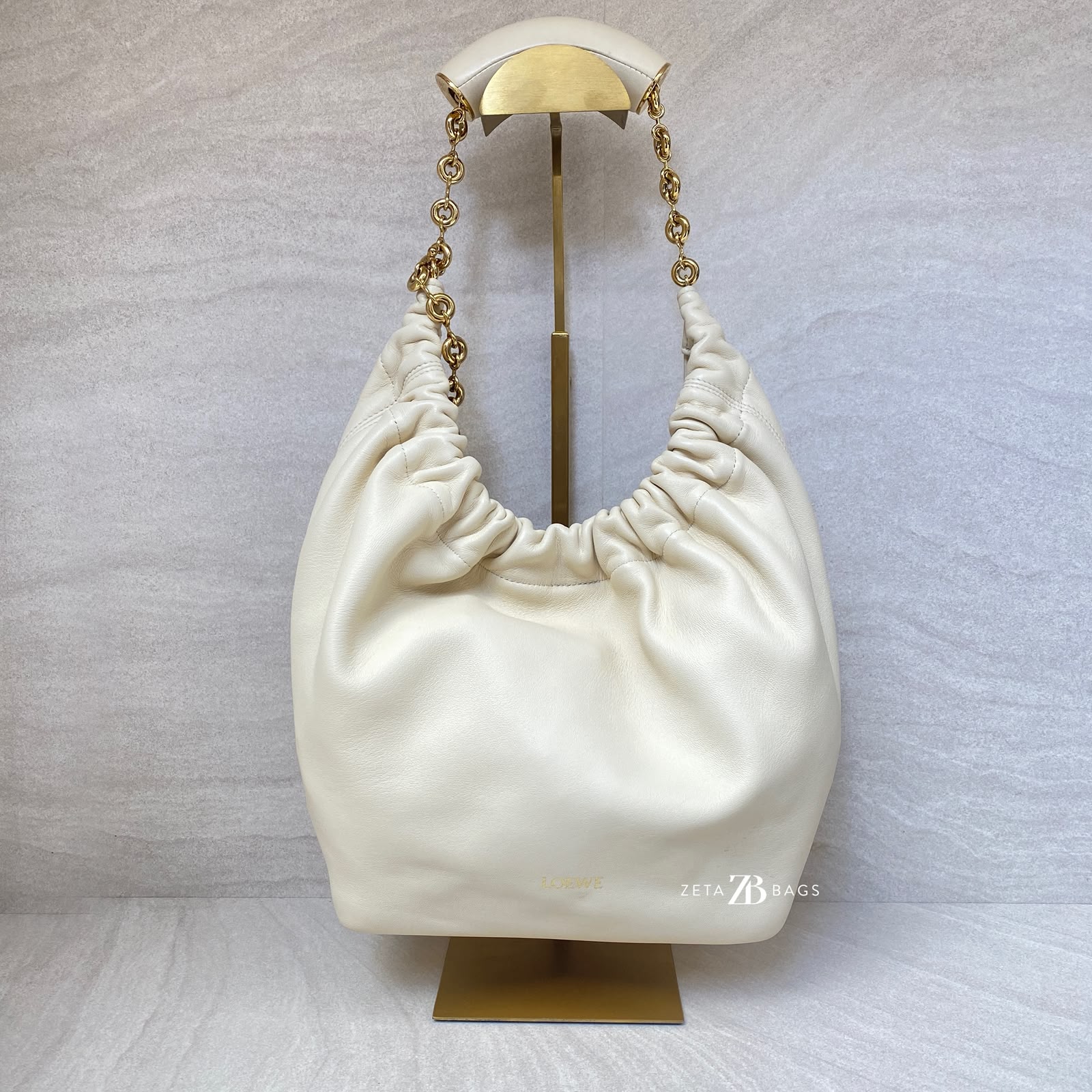 Loewe Squeeze Small Mellow Lambskin Ivory GHW