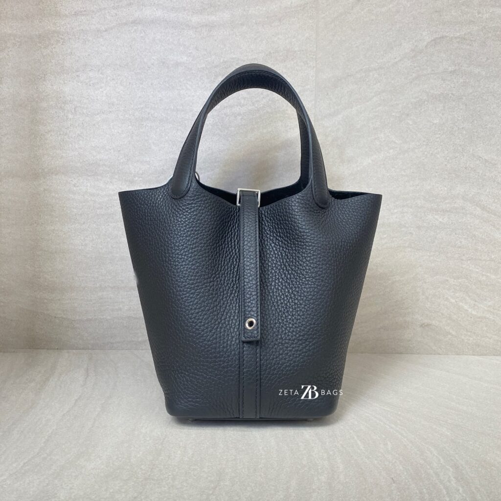 Hermes Picotin 18 Clemence Noir PHW