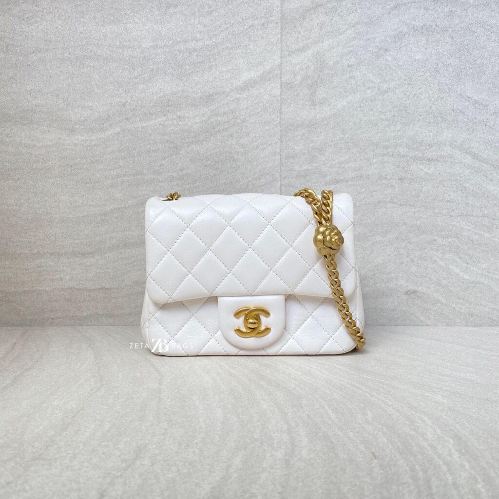 Chanel Pearl Crush Mini Square Lambskin White GHW