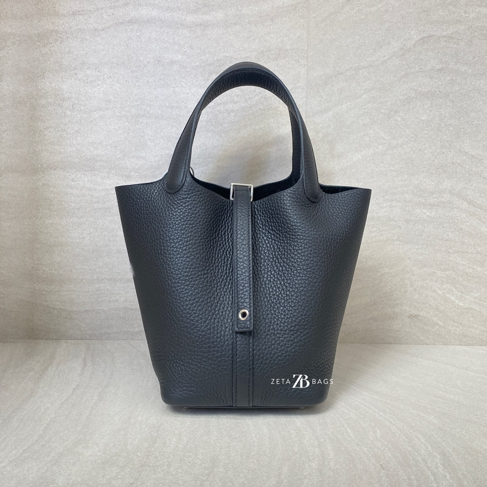 Hermes Picotin 18 Clemence Noir PHW