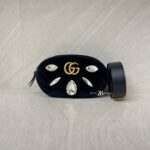 Gucci Marmont Belt Bag Giant Crystal Velvet Black GHW