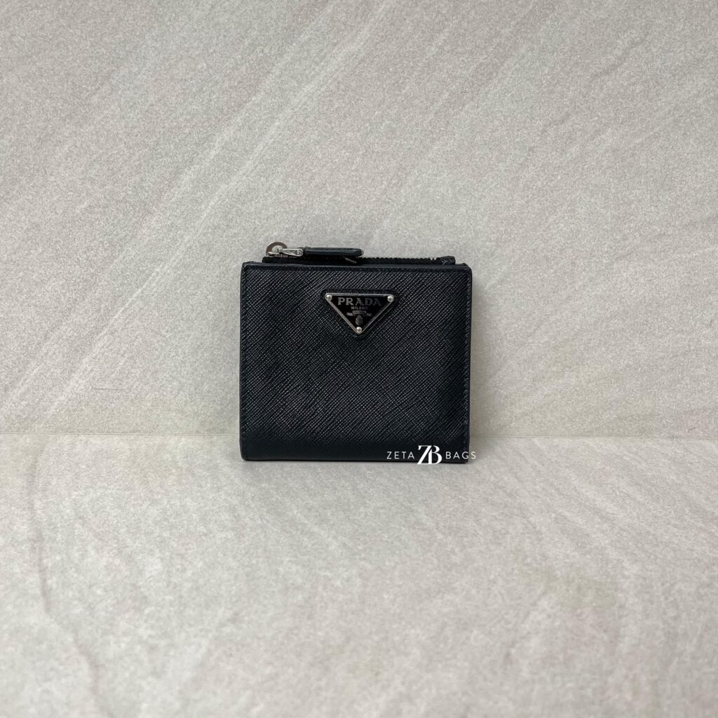 Prada Small Bifold Wallet Saffiano Nero SHW