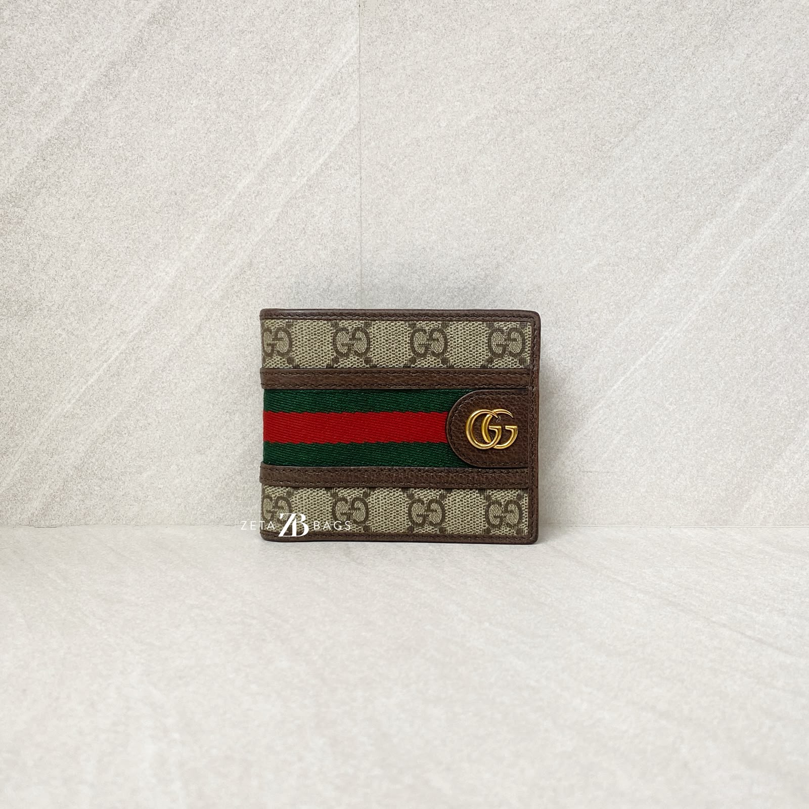 Gucci Ophidia Bifold Wallet GG Supreme Canvas Brown GHW