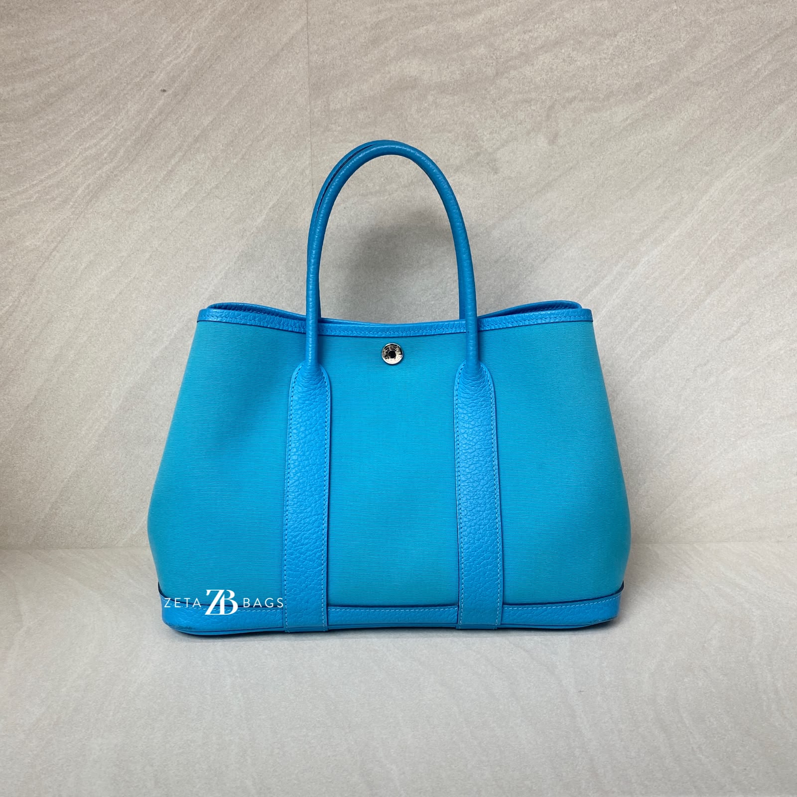 Hermes Garden Party 30 Canvas Bleu De Nord PHW