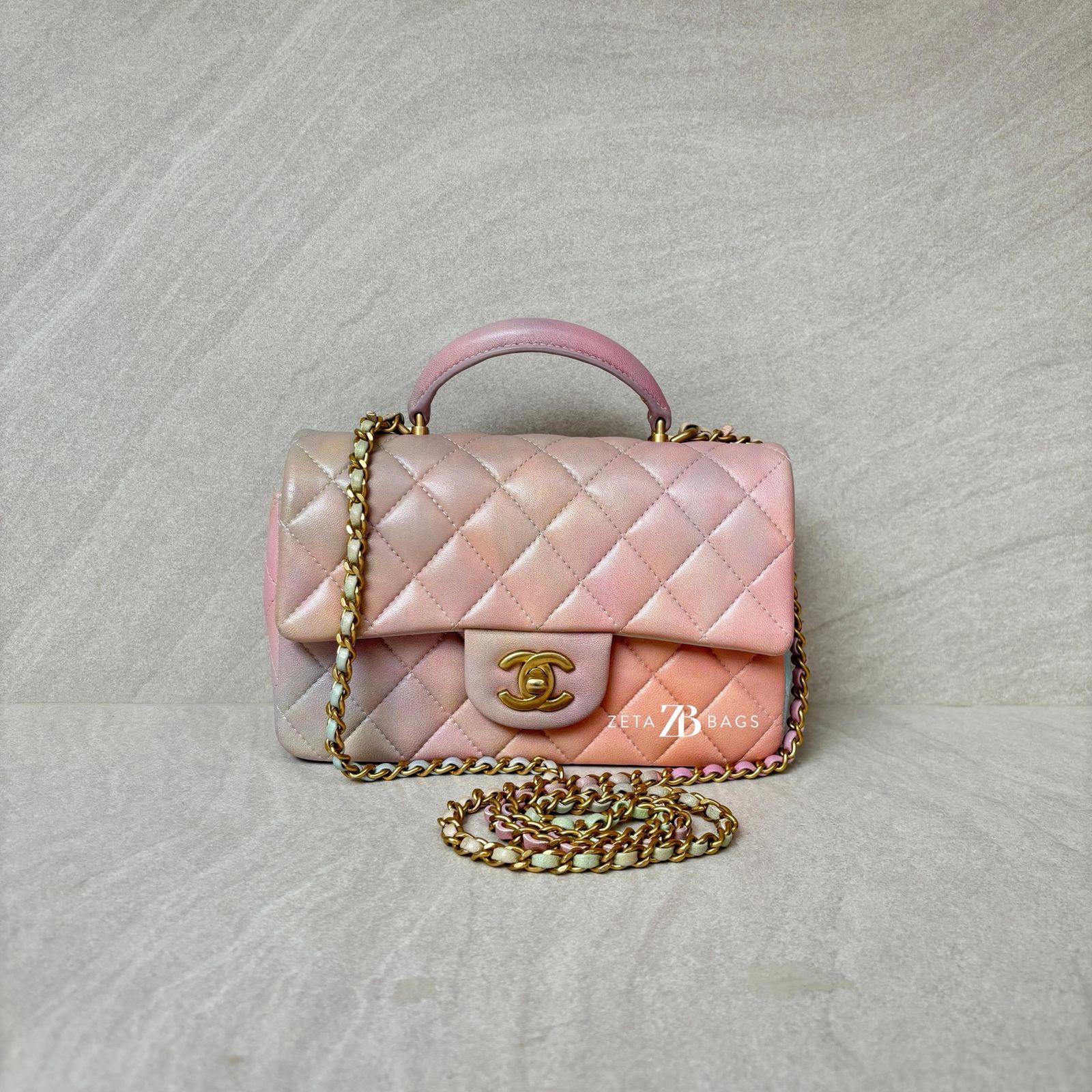 Chanel Mini Rectangle Top Handle Pink Unicorn GHW