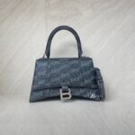Balenciaga Hourglass Small BB All Over Logo Black Grey SHW