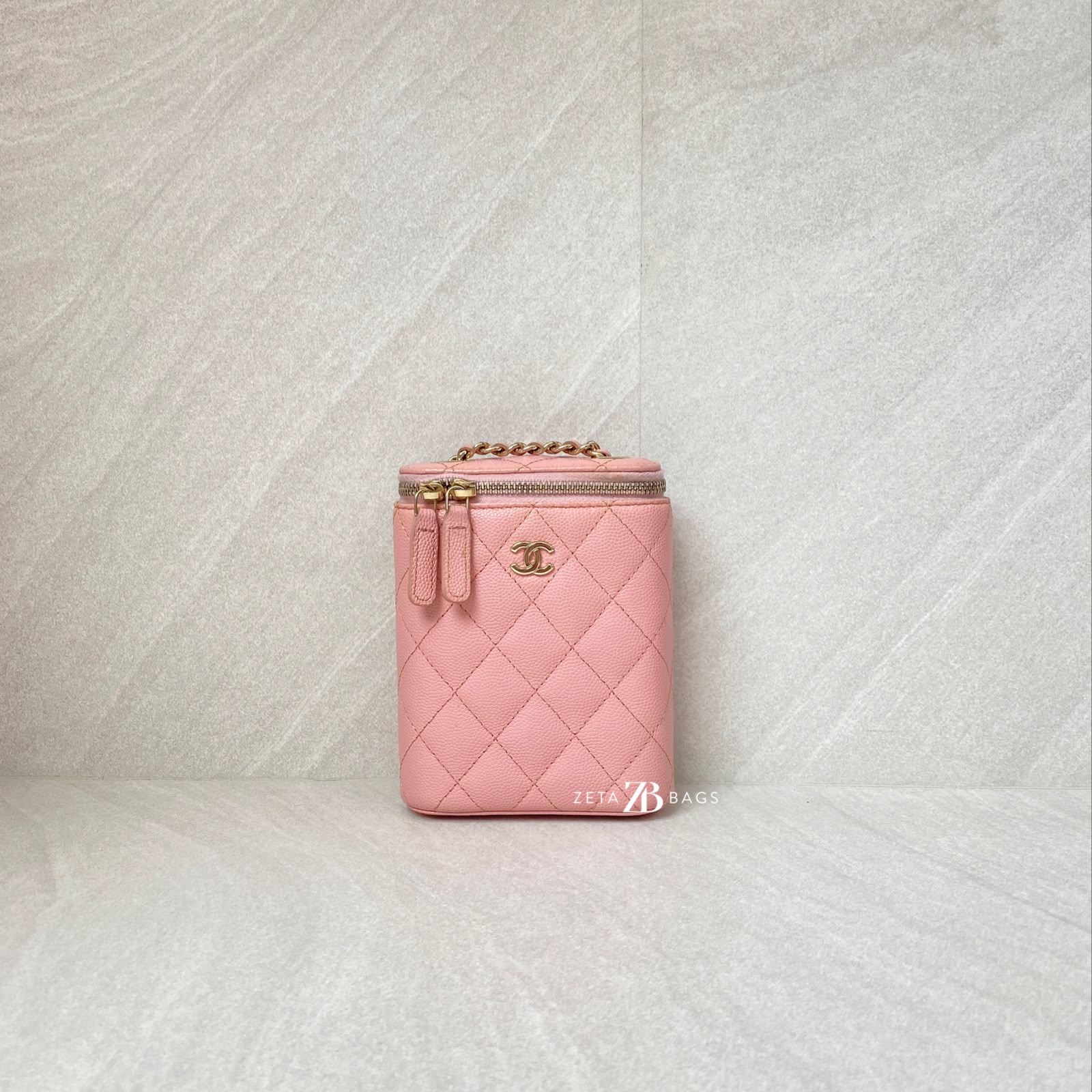 Chanel Vertical Vannity Case Caviar Pink GHW