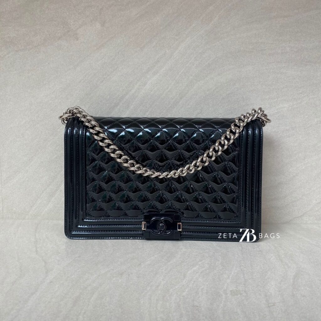 Chanel Boy 28 Vernis Black SHW