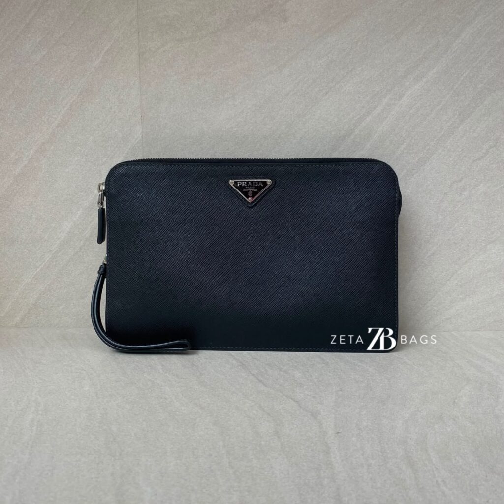 Prada Clutch Saffiano Black SHW