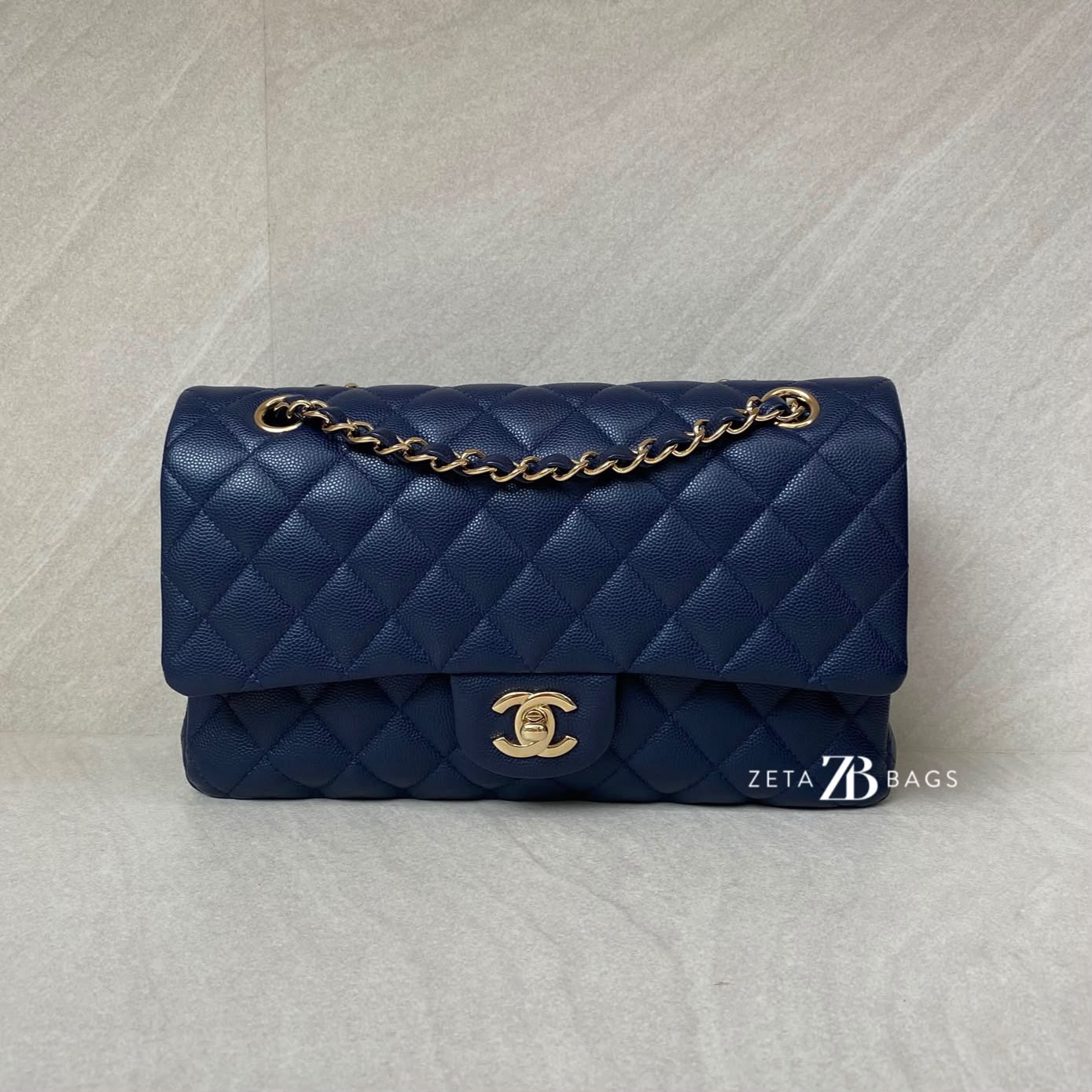 Chanel Classic Medium D.FLap Caviar Navy LGHW