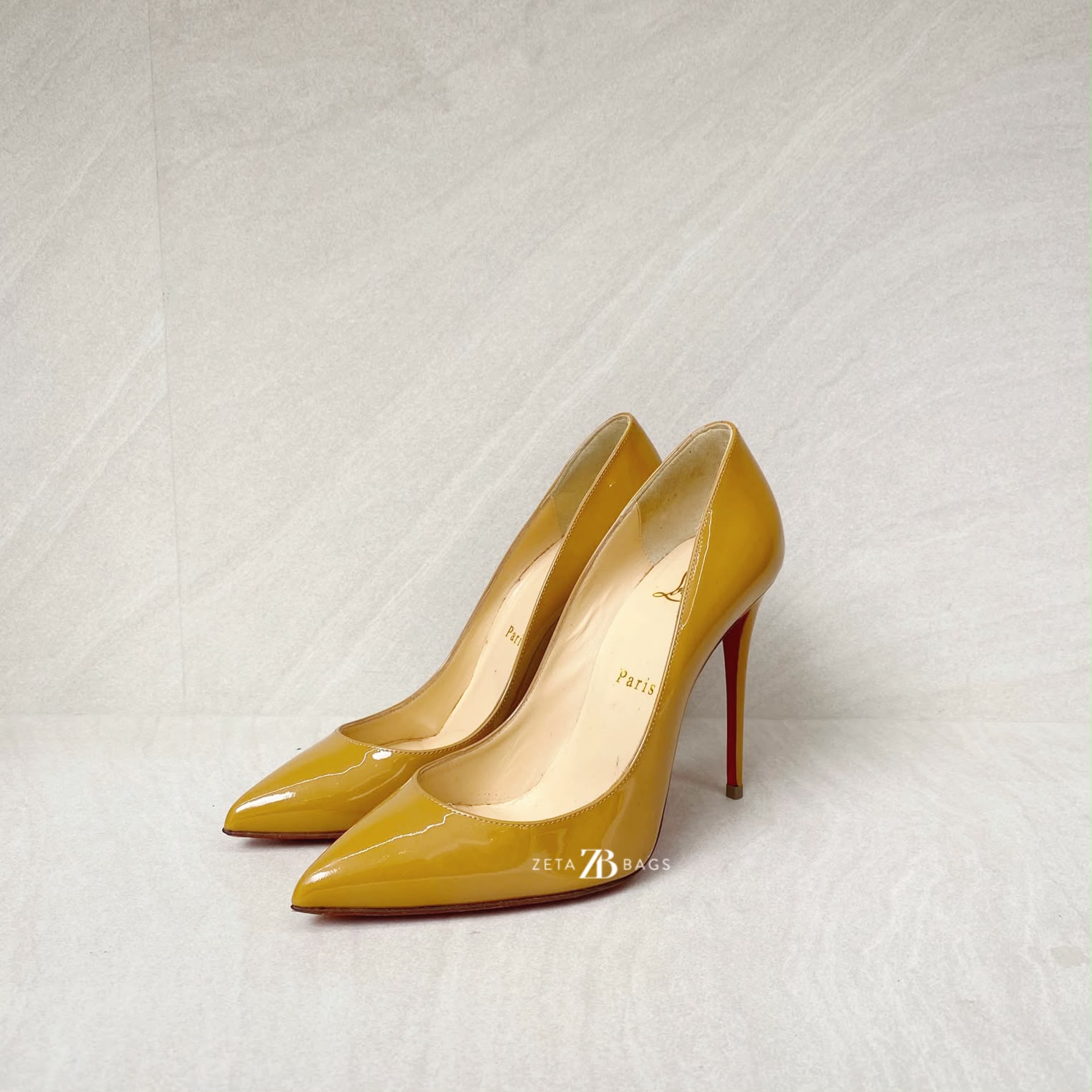 Christian Louboutin Pigalle Pump Heels Patent Nude