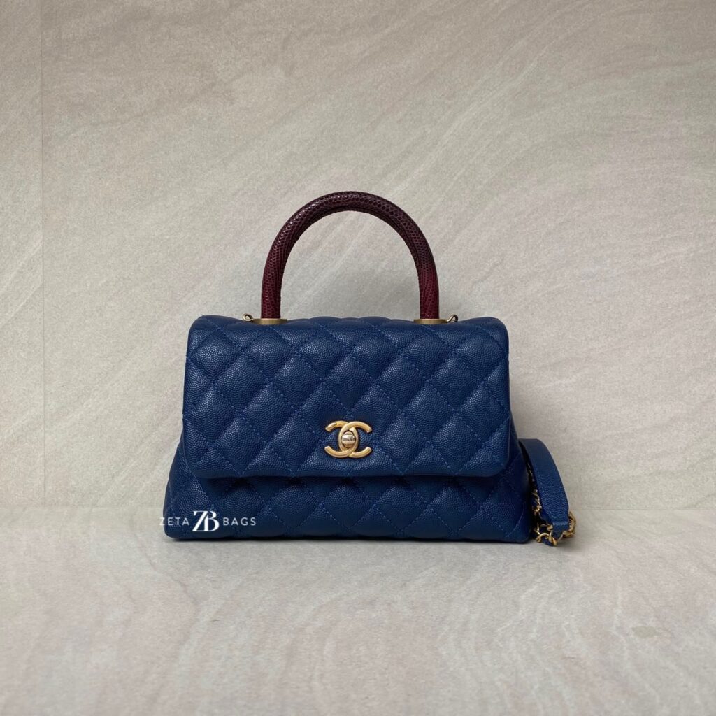 Chanel Small Coco Handle Caviar Blue GHW