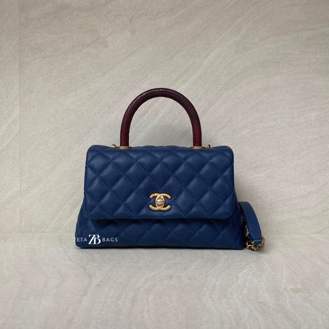 Chanel Small Coco Handle Caviar Blue GHW