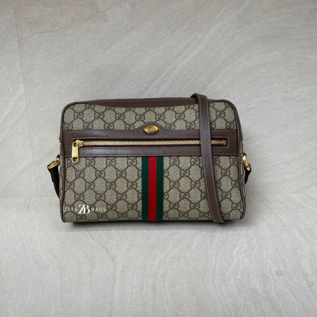Gucci Ophidia Camera Shoulder GG Supreme Dark Brown GHW