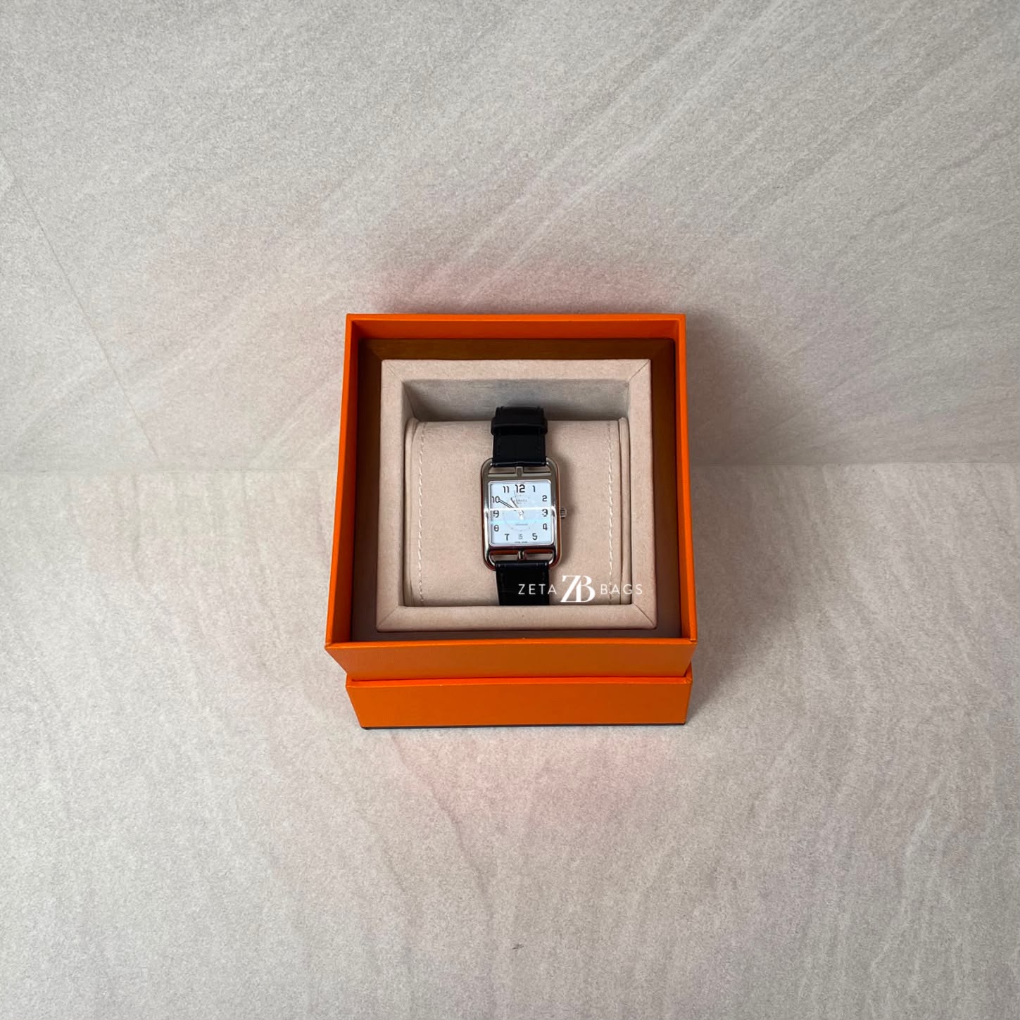 Hermes Cape Cod Automatique Embossed Croco Noir Strap PHW