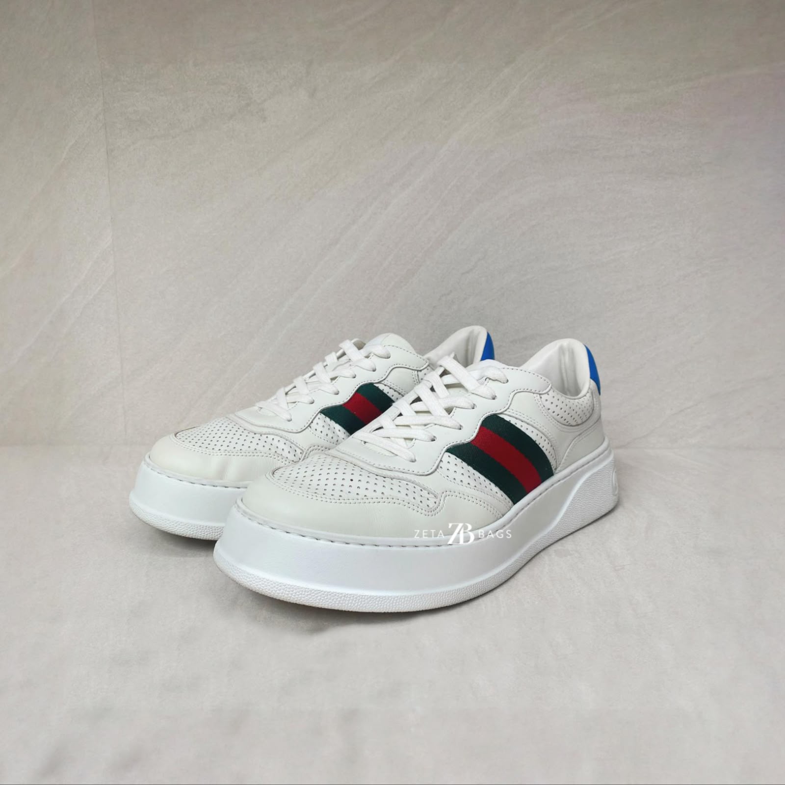 Gucci Ace Sneakers Chunky Perforated White Blue
