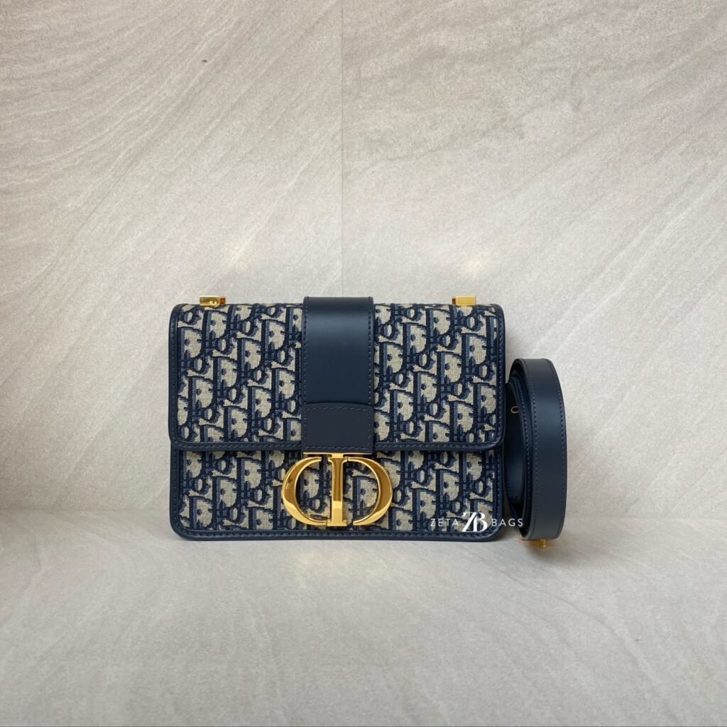 Dior Montaigne 30 Canvas Blue Oblique GHW