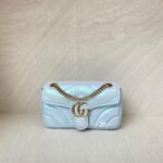Gucci Marmont Flap Small Matelasse Iridescent Light Blue GHW