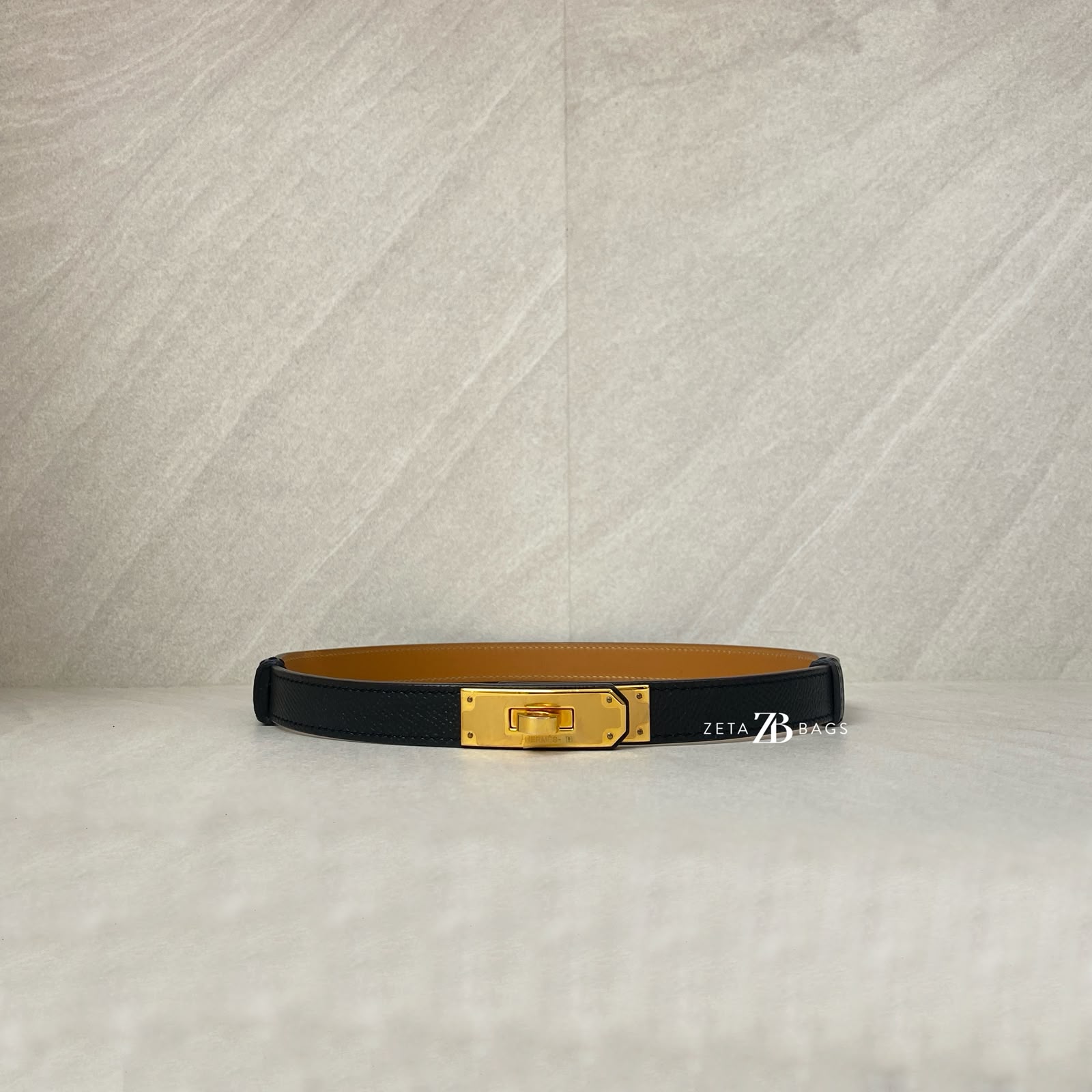 Hermes Kelly Belt Epsom Noir RGHW