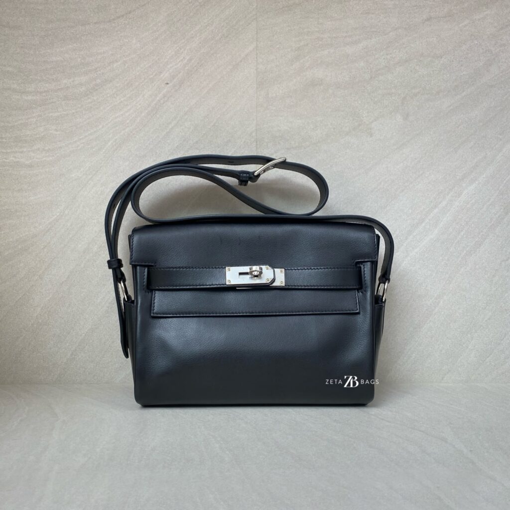 Hermes Kelly Messenger PM Evergrain Noir PHW