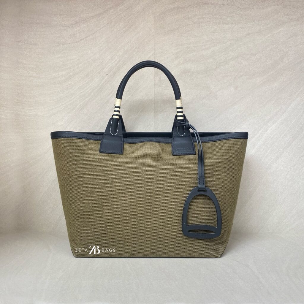 Hermes Steeple 25 Toile H/Swift Vert Militaire Noir
