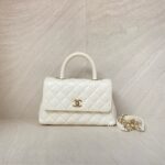 Chanel Small Coco Handle Caviar White LGHW